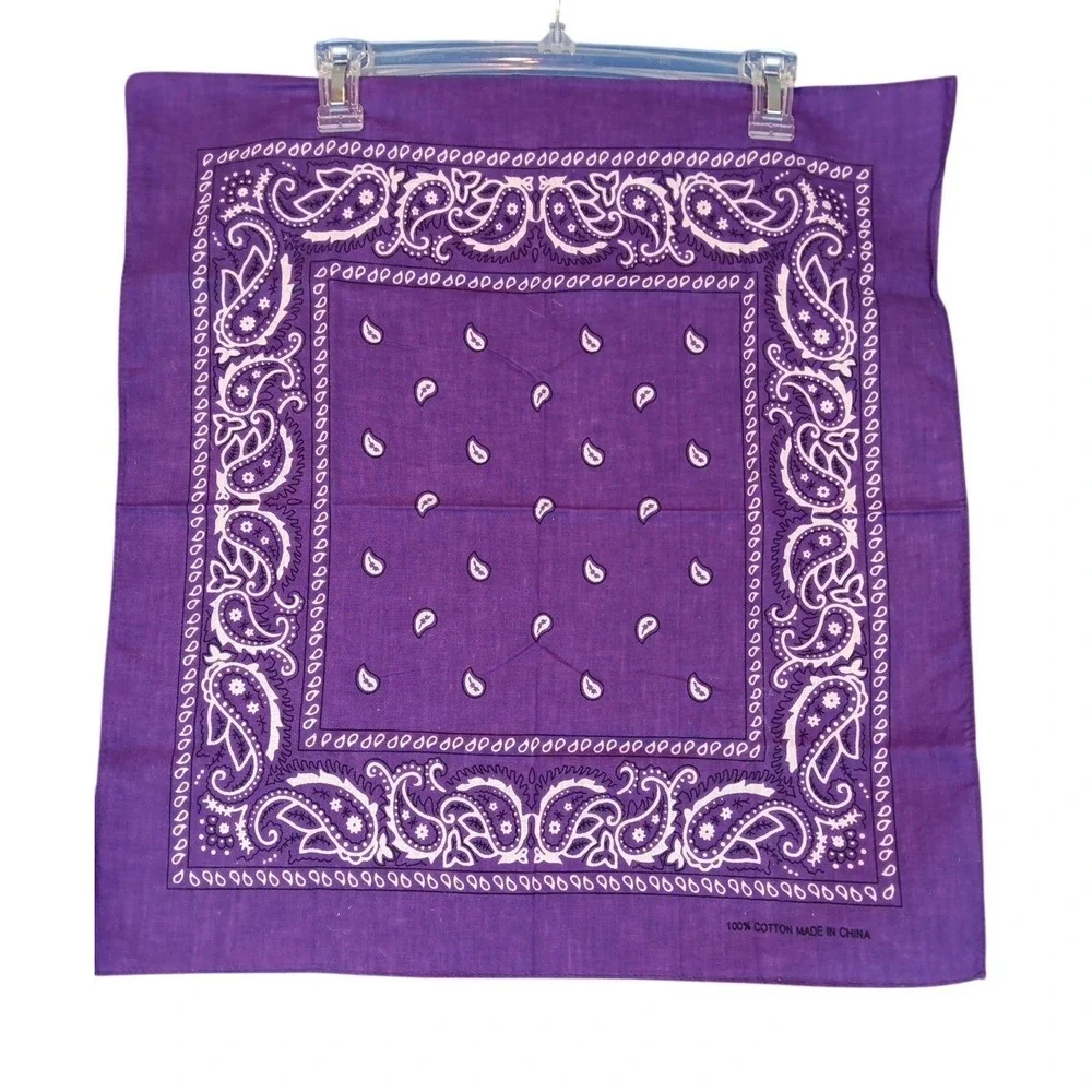 Purple Paisley Bandana 100% Cotton Classic Western Biker Headwrap Neckerchief
